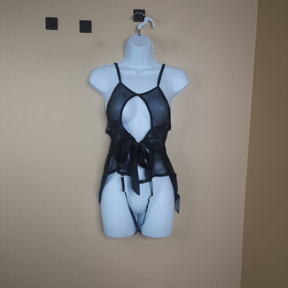 Fredericks Of Hollywood Brielle Babydoll LAce Sheer in Black Size L/XL - Picture 2 of 12